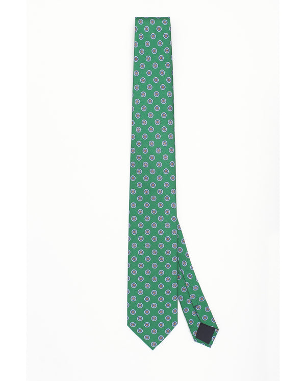 Green floral print twill tie by MIRTO