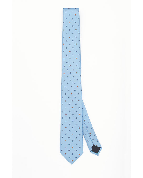 Light blue micro floral print twill tie by MIRTO