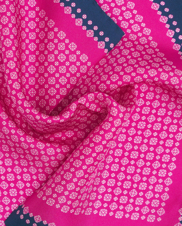 Fuchsia silk print pocket square by MIRTO
