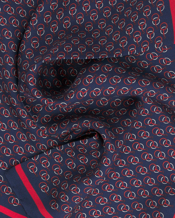 Red silk print pocket square by MIRTO