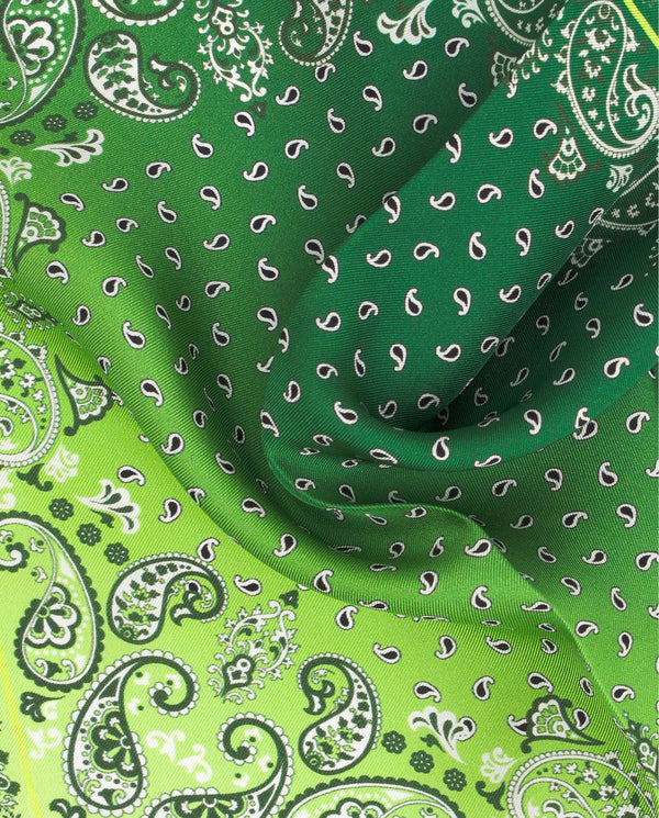 Green silk print pocket square by MIRTO