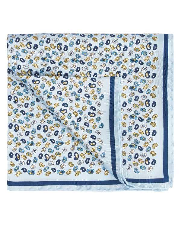 Light blue silk print pocket square by MIRTO