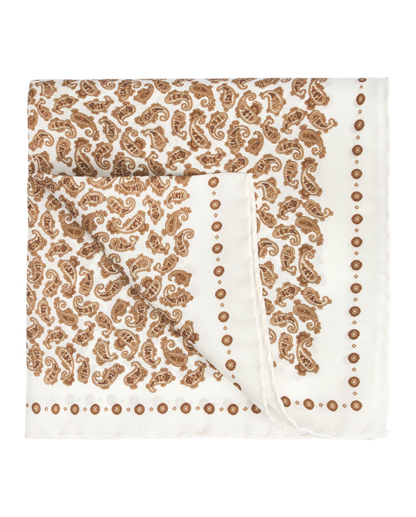 Camel silk print pocket square by MIRTO