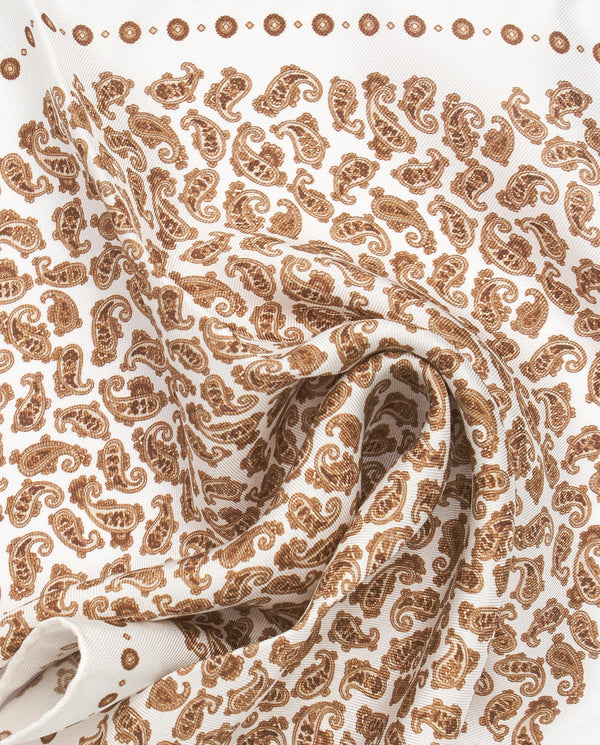 Camel silk print pocket square by MIRTO