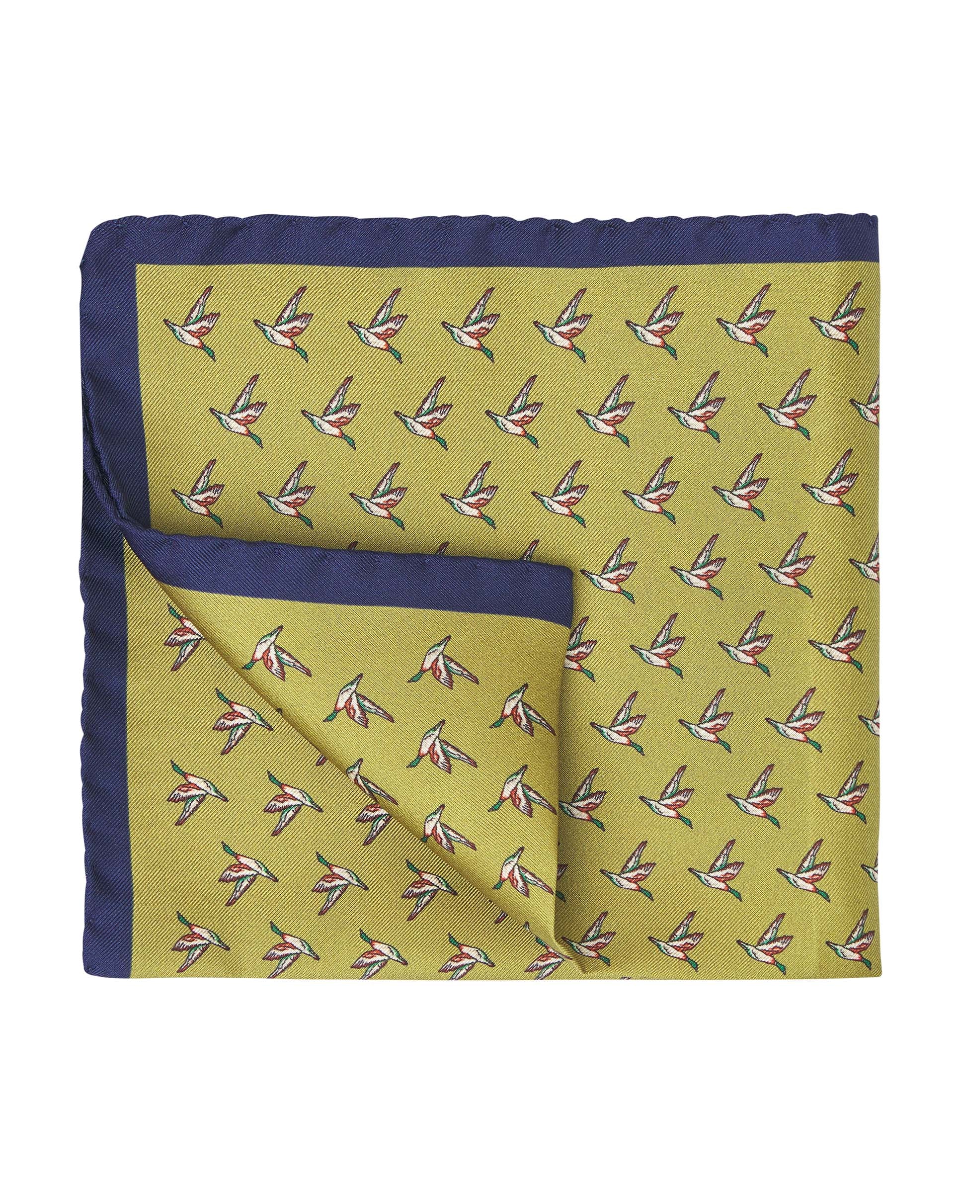 Green silk print pocket square by MIRTO