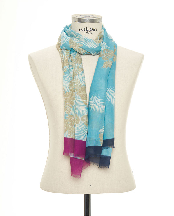 Turquoise cotton print foulard by MIRTO