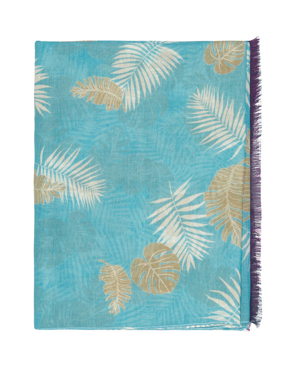 Turquoise cotton print foulard by MIRTO