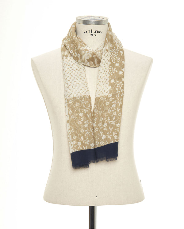 Beige cotton print foulard by MIRTO