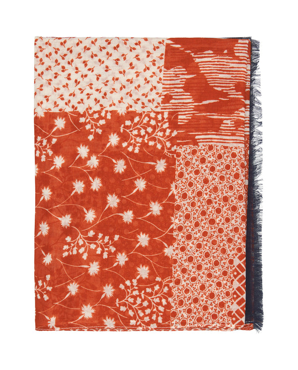 Orange cotton print foulard by MIRTO