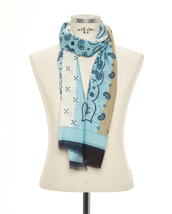 Light blue cotton print foulard by MIRTO