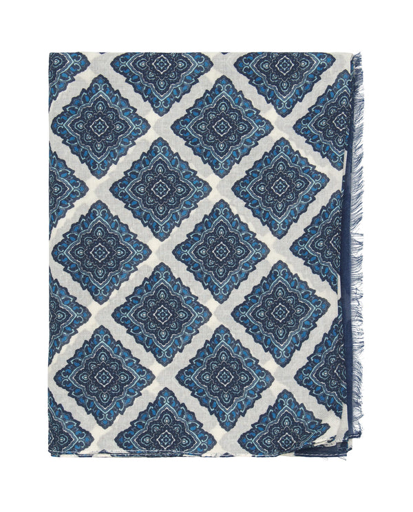 Dark blue cotton print foulard by MIRTO