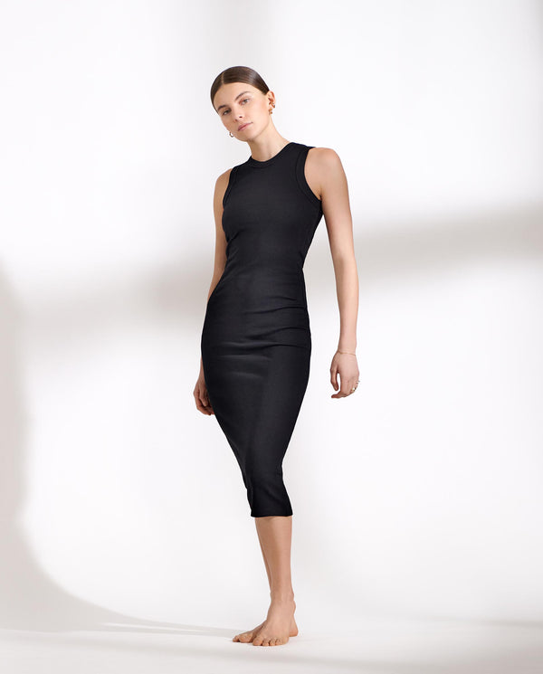 Black Ribbed dress with high neckline by Bread&Box