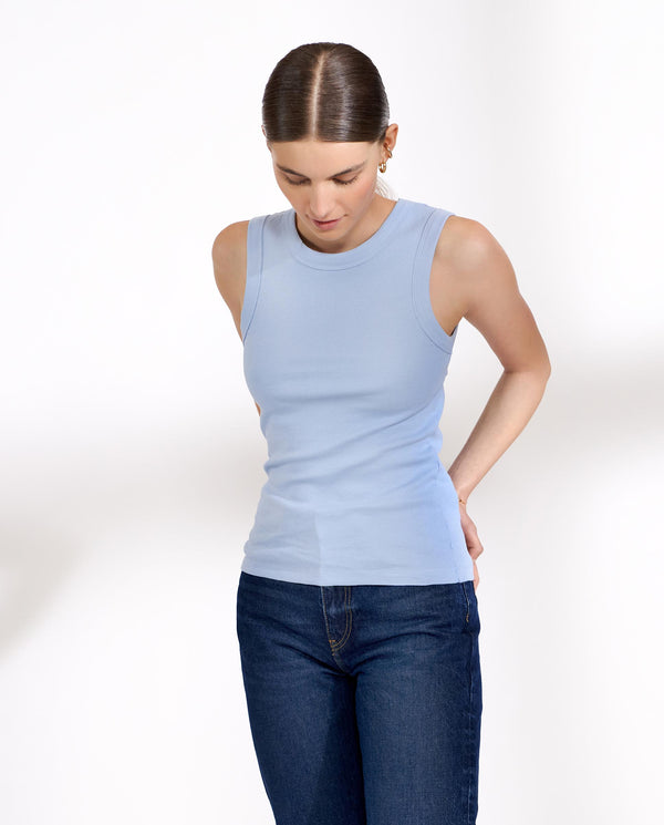 Sky blue ribbed tank top by Bread&Boxers