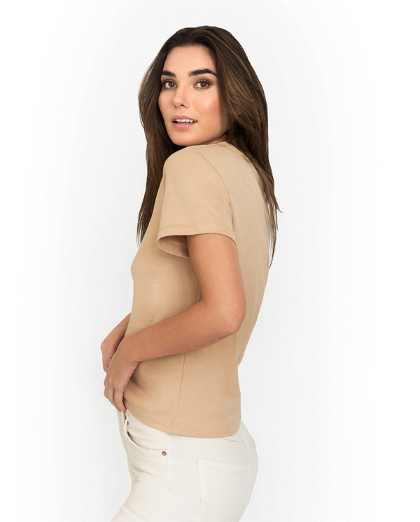 T-shirt classic beige organic cotton