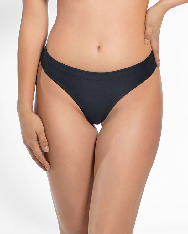 Cotton thong black by Bread&Boxers